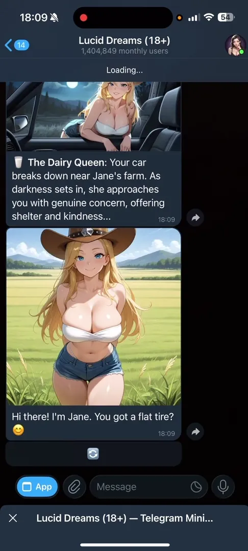 Dialogue interface with character Jane in Lucid Dreams