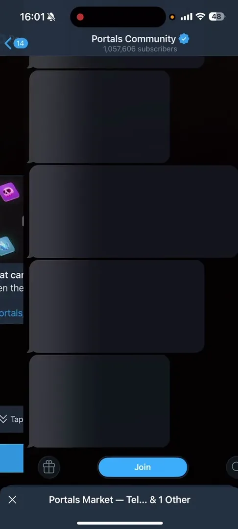 Portals Community official Telegram channel with over a million subscribers