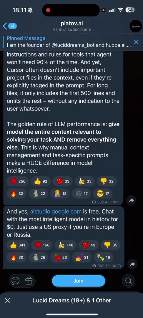 Project founder's channel and community information