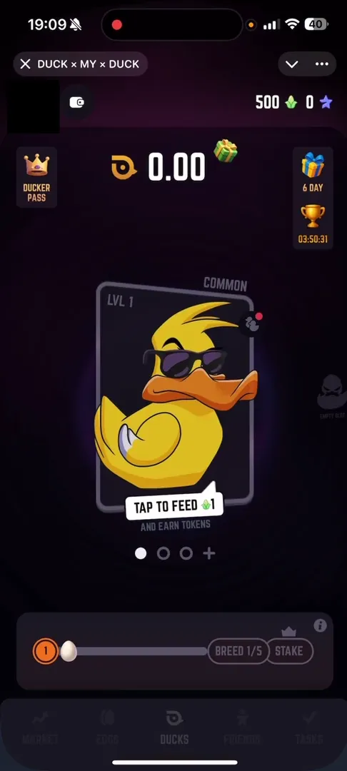 Duck My Duck app main screen with duck image