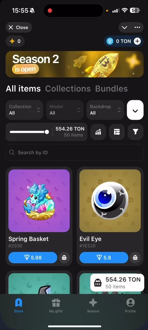 Portals Market app main screen with digital gift showcase