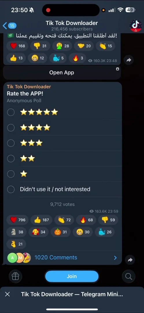 TikTok Downloader project's official Telegram channel