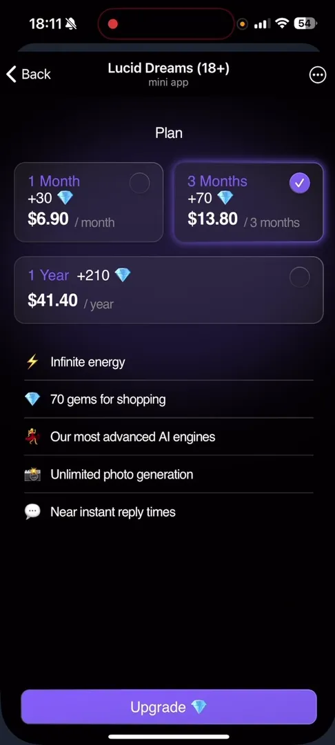 Subscription plans and benefits in Lucid Dreams